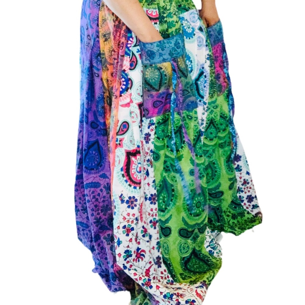 Handmade Boho Maxi Skirt Goddess Skirt with Elastic Waist - Picture 2 of 4